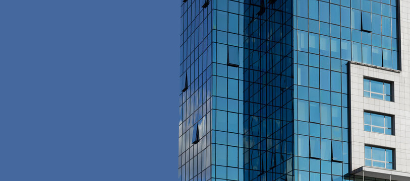 Modern buildings with glass facades.. Multi-storey building skyscraper architecture city. Сopy space