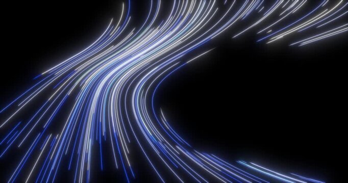 The abstract background comes to life with movable curved lines that create a dynamic scene. Their movement creates a sense of depth and technological atmosphere.