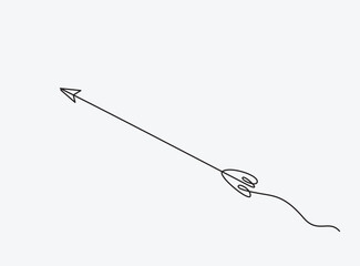 Continuous one line drawing of arrow on white background