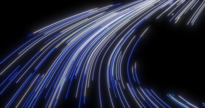 The abstract background comes to life with movable curved lines that create a dynamic scene. Their movement creates a sense of depth and technological atmosphere.