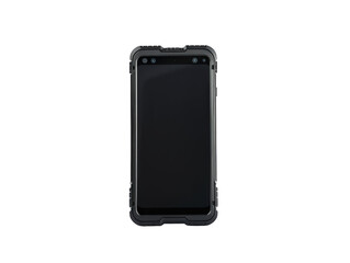 Durable Smartphone with Rugged Case on White Background