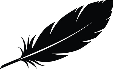 Elegant black feather graphic design element ideal for projects on transparent background silhouette © Jesmin