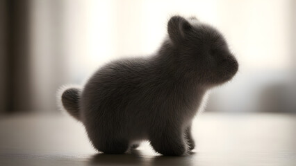 Cute fluffy bunny figurine in soft light with cozy atmosphere for adorable character design and gentle lifestyle concept