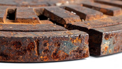 Corroded iron metal surface with thick orange rust texture and depth