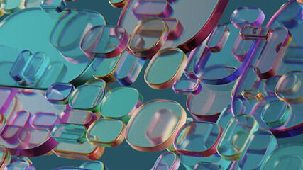 Colorful Abstract Glass Capsules Floating in Light Reflections for Modern Design and Art