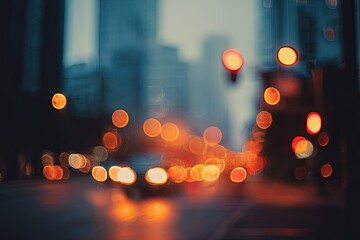 Abstract urban night, bokeh lights from traffic and buildings