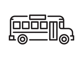 School bus Line Art Icon, Outline Stock Vector Illustration