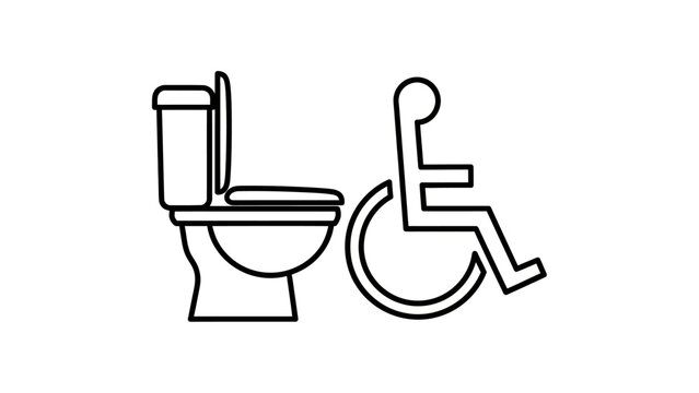 Accessible toilet sign with wheelchair symbol.