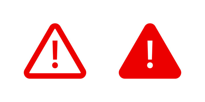 Red warning triangle icons with exclamation mark symbol for attention or error
