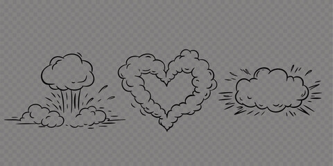 Comic doodle superhero heart cloud and explosion effect pack © Anna