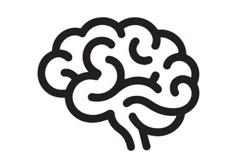 Brain Line Art Icon, Outline Stock Vector Illustration