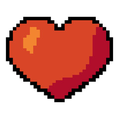 Vector Pixel Art Icon of Orange Heart