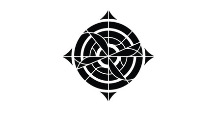 Fototapeta premium Abstract geometric compass design with sharp edges on a white background