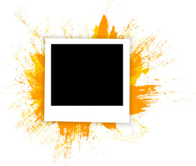 blank space frame border picture with orange yellow brush watercolor ink painting artistic grunge graphic style abstract background