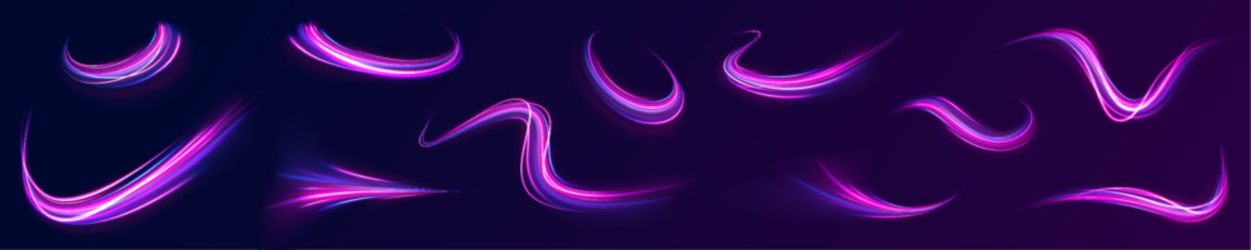 Dynamic neon data stream with glowing blue wave lines. High speed motion creates energy and depth. Ideal futuristic background for digital networks and innovation design.