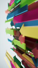 Colorful Upward Arrows Showcasing Growth, Momentum, and Positive Energy in a Dynamic Scene