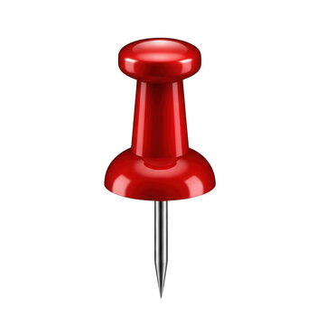 Red pushpin isolated on transparent background