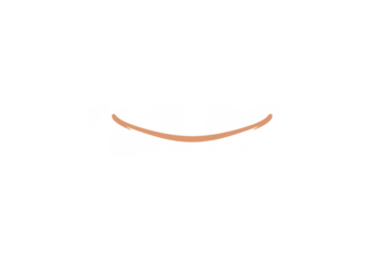 Orange curved line forming a simple smile on a transparent background, depicting happiness and positive emotion