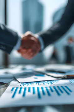 Business people negotiate and shake hands