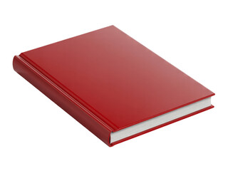 A sleek 3 D mockup of a modern red hardcover book with a white interior