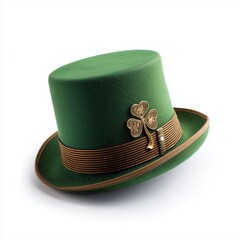 Elegant Green Top Hat with Shamrock Brooch