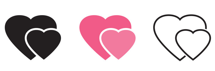 Pink and black heart icon. isolated on a white background for design and illustration purposes. Valentine day icon.
