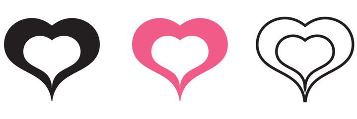 Pink and black heart icon. isolated on a white background for design and illustration purposes. Valentine day icon.