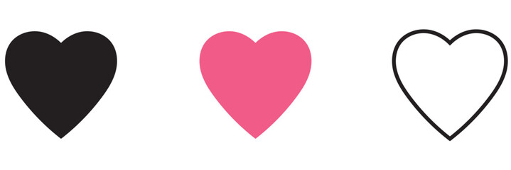 Pink and black heart icon. isolated on a white background for design and illustration purposes. Valentine day icon.