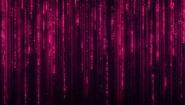 Pink matrix digital rain animation background in neon cyber style