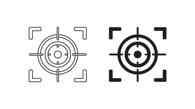 Target sight with crosshairs and concentric circles on transparent background silhouette