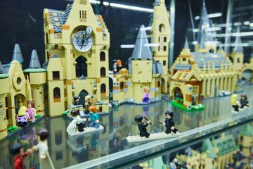 Obraz premium Moscow, Russia. - June 23, 2025: Lego construction kit, old models. Collection of the famous toy series