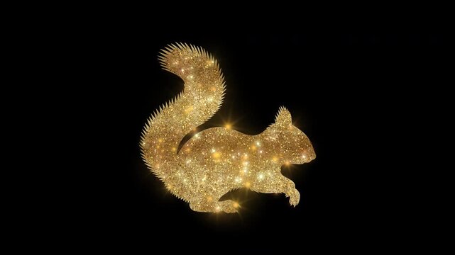 Luxury Squirrel with golden glitter, alpha channel