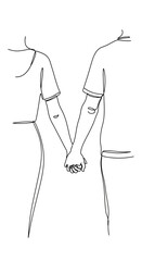 Minimalist line art of a couple holding hands, perfect for a romantic Valentine's Day celebration and expressing love