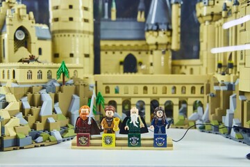 Obraz premium Moscow, Russia. - June 23, 2025: Lego construction kit, old models. Collection of the famous toy series