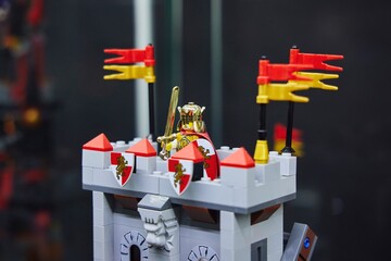 Obraz premium Moscow, Russia. - June 23, 2025: Lego construction kit, old models. Collection of the famous toy series