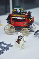 Naklejka premium Moscow, Russia. - June 23, 2025: Lego construction kit, old models. Collection of the famous toy series