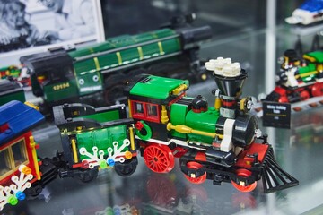 Naklejka premium Moscow, Russia. - June 23, 2025: Lego construction kit, old models. Collection of the famous toy series