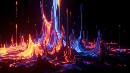 Vibrant abstract background with swirling neon colors and dark gradient