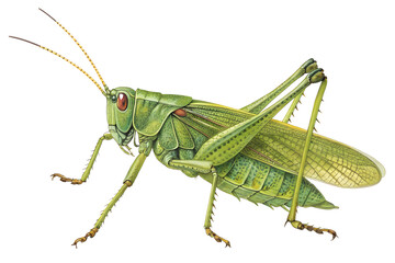 Fototapeta premium Green grasshopper isolated on transparent background