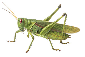 Fototapeta premium Green grasshopper isolated on transparent background