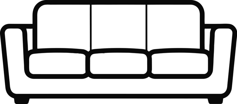 Simple black and white sofa illustration on white background