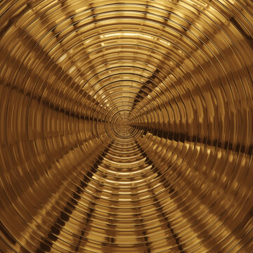 Bird's Eye View of Perfect Golden Concentric Ripples in a Pool of Liquid Gold (generative ai)
