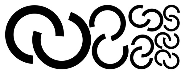 Fototapeta premium Modern graphic illustration of abstract black rings, symbolizing infinite connection, unity, and continuous flow