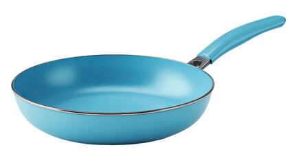 An empty black cast iron skillet with a handle is a clean metal cooking utensil and kitchenware object isolated on a white background for food preparation