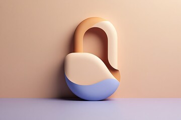 Abstract colorful modern shaped object on floor and wall background