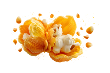 High speed Shot of a Golden Popcorn Kernel Bursting into Fluffy White Popcorn