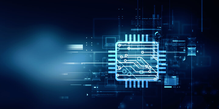 2d illustration latest computer microchips