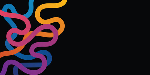 Abstract Party with Gradient. Vector 3D Curve Rainbow Ribbons Background, Rainbow Color line Ribbons shape background, colorful gradient line pattern background.