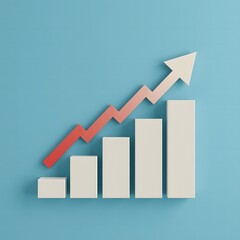 Business growth chart with upward arrow on white background