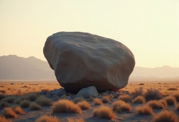 Erratic Boulder Glacial Rock Deposit - Isolated Boulder Landscape Modern Monumental Form